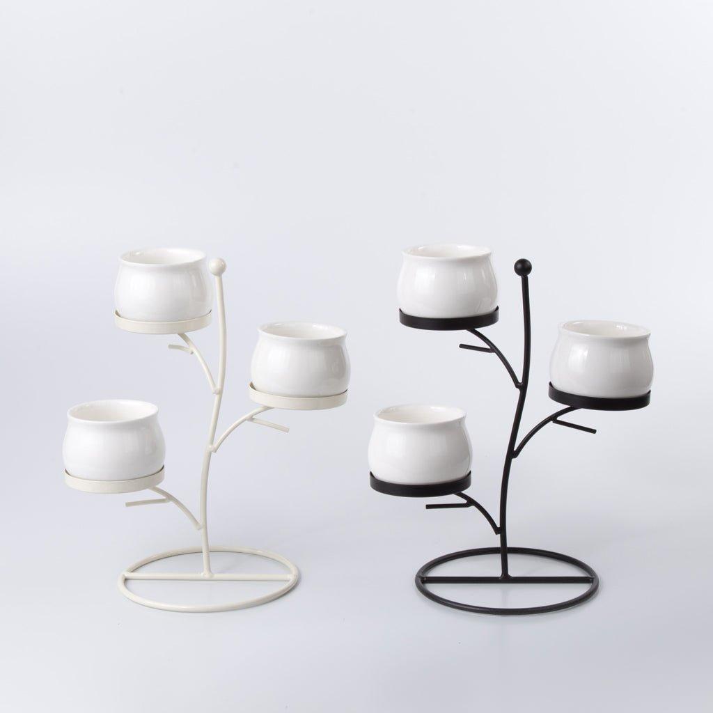 Round Porcelain Desk Pots with Iron Stand