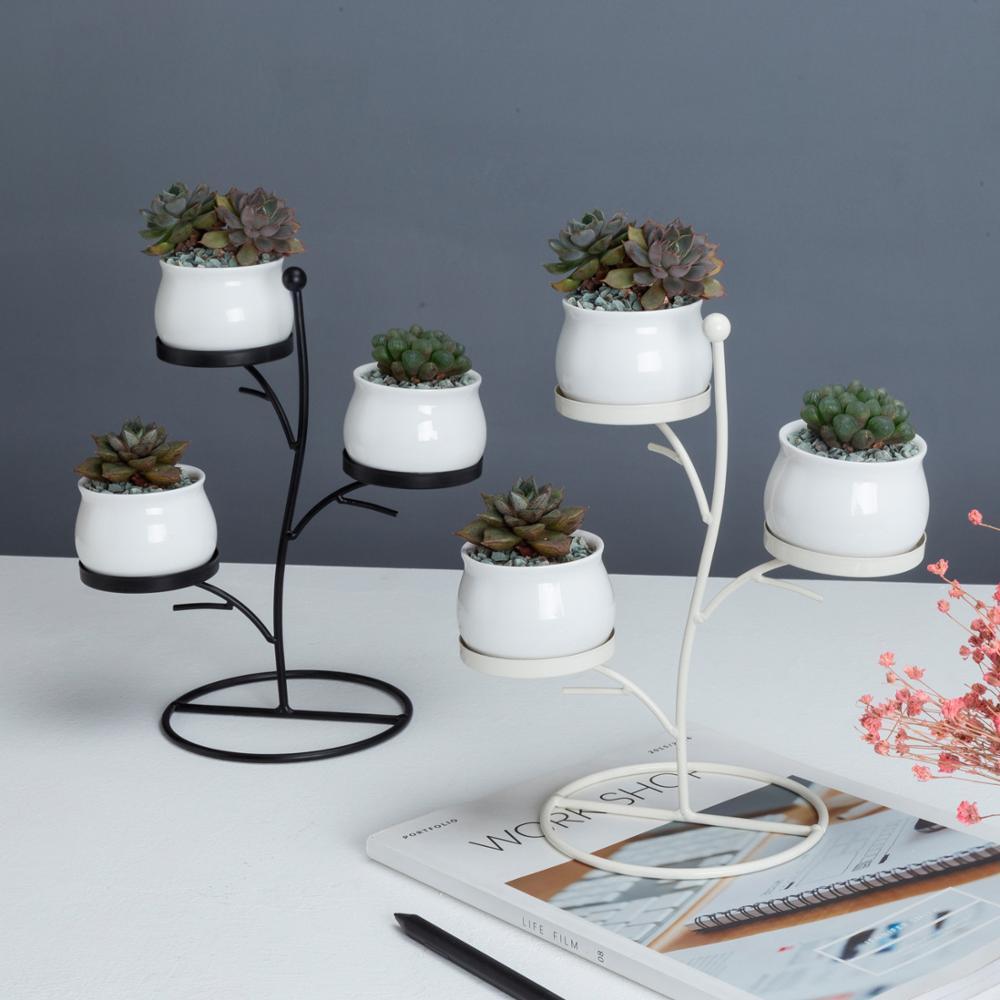 Round Porcelain Desk Pots with Iron Stand
