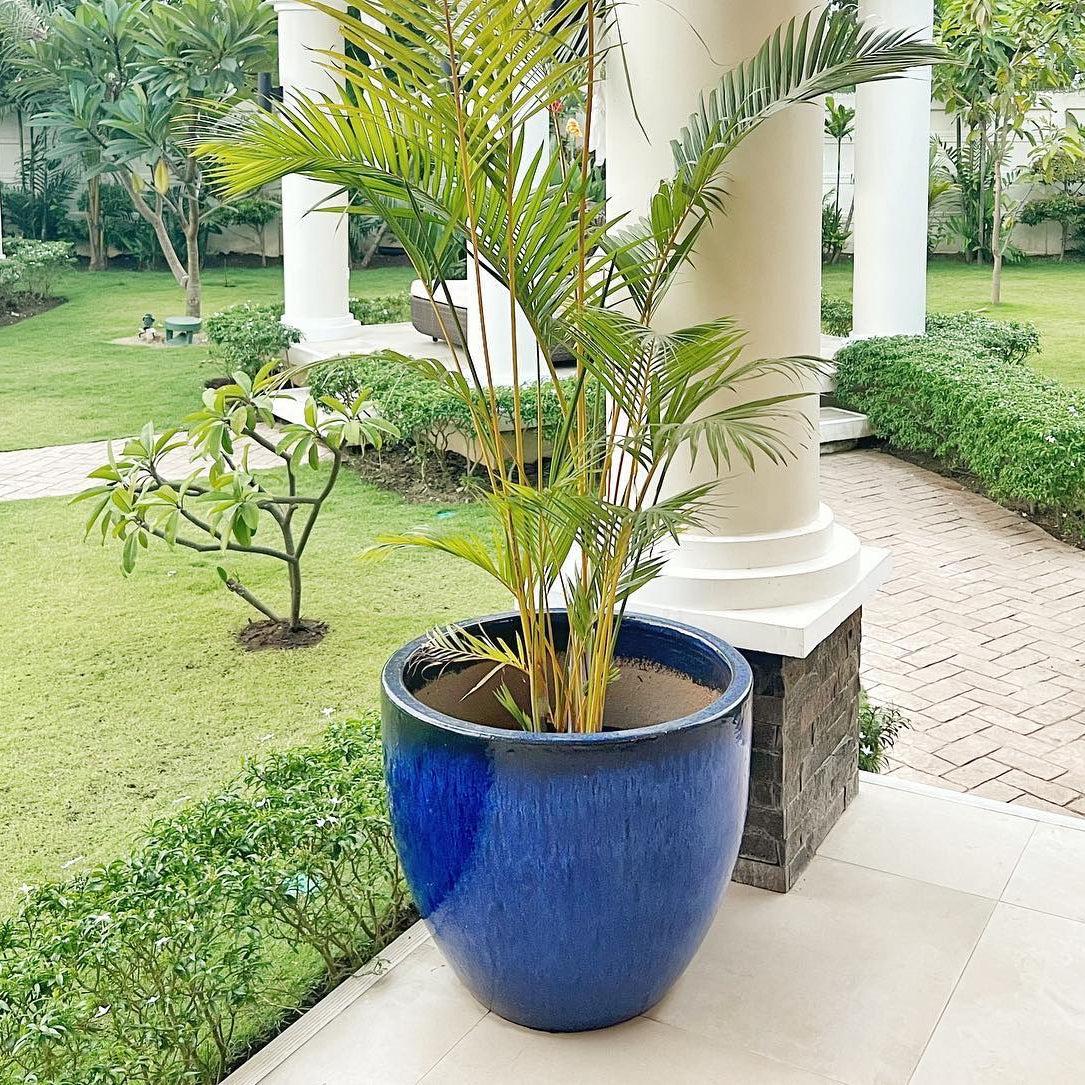 Round Blue Vietnam Earthenware Ceramic Planter