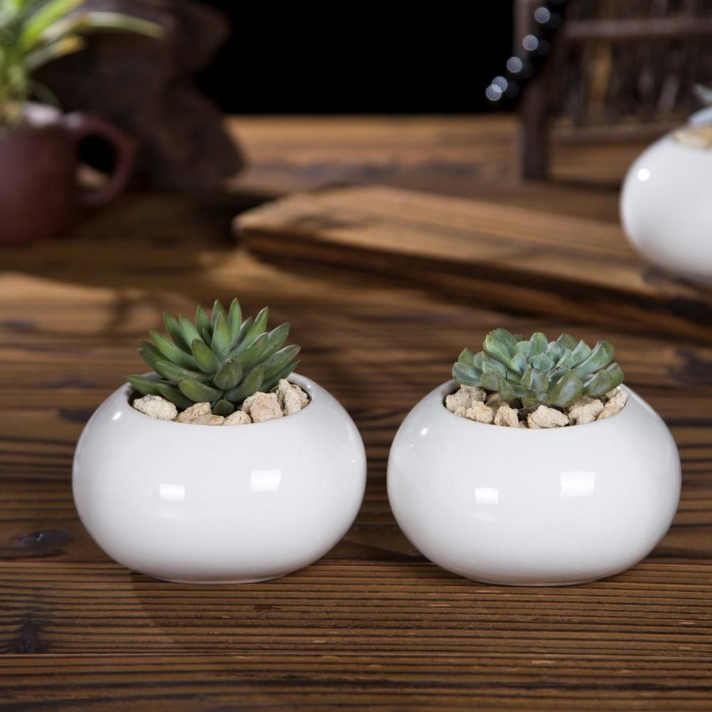 Roundish Square Porcelain Ceramic Succulent Desk Pot