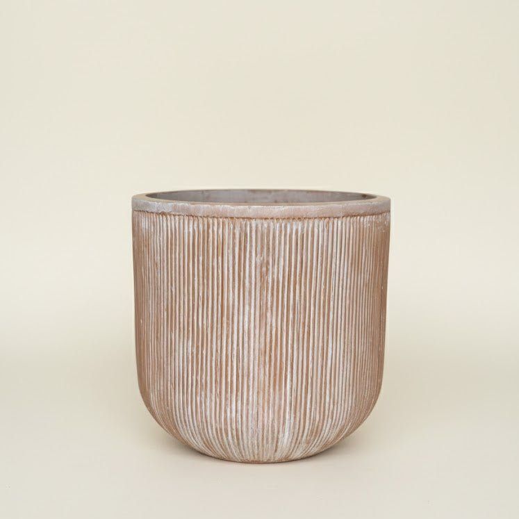 TERRA Whitewashed Fluted FIberglass Planter