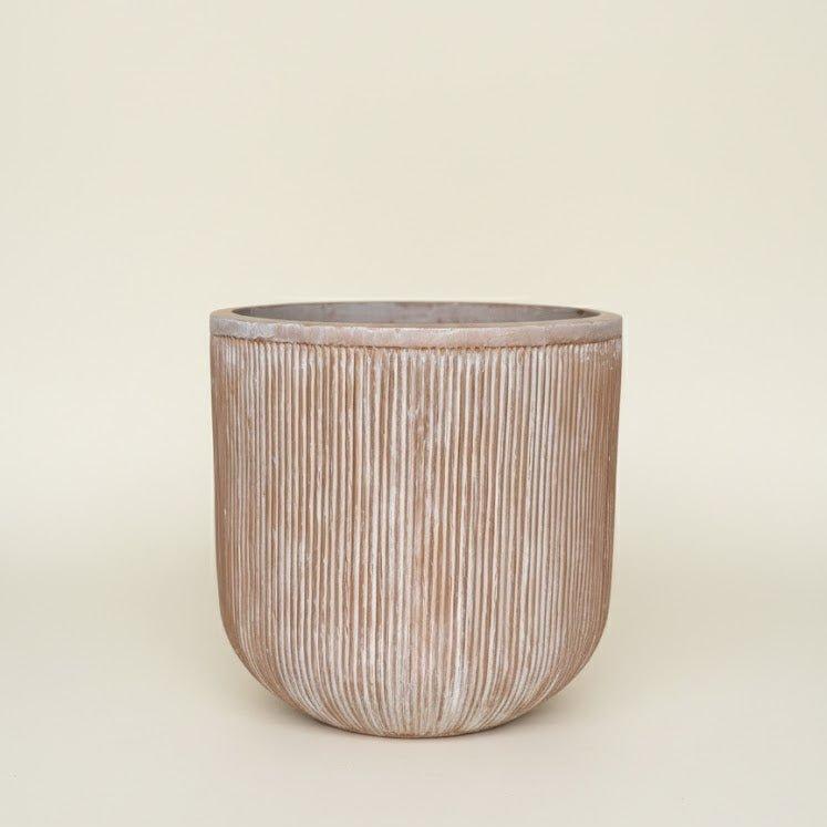 TERRA Whitewashed Fluted FIberglass Planter